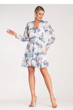 Dagkjole Figl til dame fra MS StyleHaven, laget av polyester, farge Blå, størrelse S/M, med long ermer, perfekt til dress