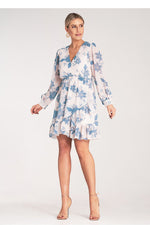 Dagkjole Figl til dame fra MS StyleHaven, laget av polyester, farge Blå, størrelse S/M, med long ermer, perfekt til dress