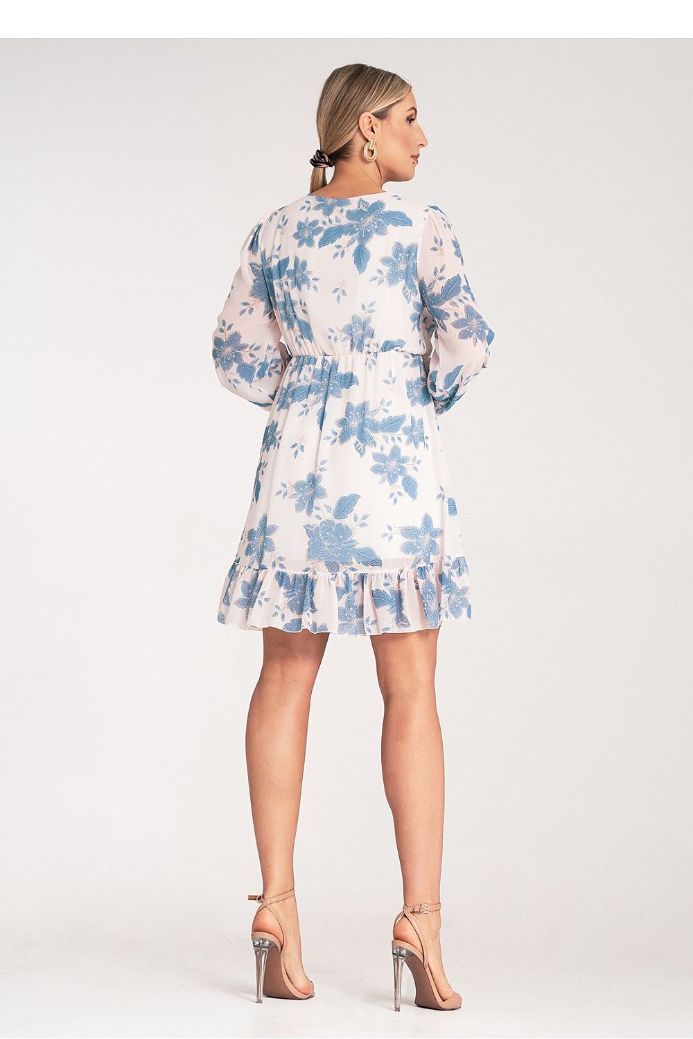 Dagkjole Figl til dame fra MS StyleHaven, laget av polyester, farge Blå, størrelse S/M, med long ermer, perfekt til dress