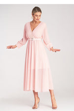 Cocktailkjole Figl til dame fra MS StyleHaven, laget av polyester, farge Rosa, størrelse S/M, med long ermer, perfekt til dress