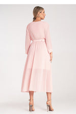 Cocktailkjole Figl til dame fra MS StyleHaven, laget av polyester, farge Rosa, størrelse S/M, med long ermer, perfekt til dress