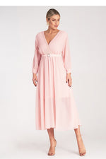 Cocktailkjole Figl til dame fra MS StyleHaven, laget av polyester, farge Rosa, størrelse S/M, med long ermer, perfekt til dress