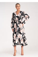 Dagkjole Figl til dame fra MS StyleHaven, laget av polyester, farge Svart, størrelse S/M, med long ermer, maxi lengde, kjolestil a-line, perfekt til dress