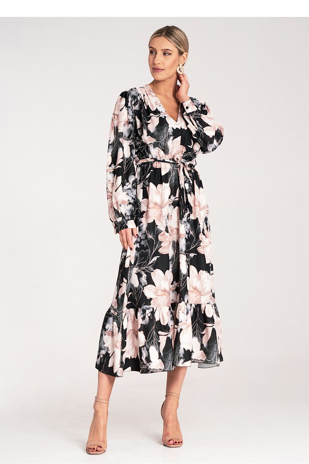 Dagkjole Figl til dame fra MS StyleHaven, laget av polyester, farge Blå, størrelse S/M, med long ermer, perfekt til dress