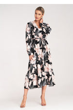 Dagkjole Figl til dame fra MS StyleHaven, laget av polyester, farge Blå, størrelse S/M, med long ermer, perfekt til dress
