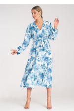 Dagkjole Figl til dame fra MS StyleHaven, laget av polyester, farge Blå, størrelse S/M, med long ermer, perfekt til dress