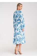 Dagkjole Figl til dame fra MS StyleHaven, laget av polyester, farge Blå, størrelse S/M, med long ermer, perfekt til dress