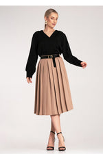 Skjørt Figl til dame fra MS StyleHaven, laget av polyester, farge beige, størrelse S/M, med long ermer, perfekt til dress