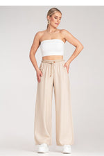 Damebukser Figl til dame fra MS StyleHaven, laget av Viskose, farge beige, størrelse S/M, med 3-4; long ermer, bukselengde long, perfekt til dress