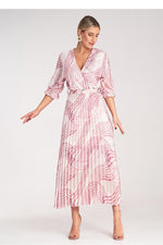 Dagkjole Figl til dame fra MS StyleHaven, laget av polyester, farge Rosa, størrelse S/M, med 3-4; long ermer, perfekt til dress