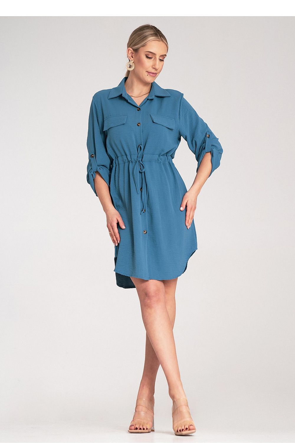 Dagkjole Figl til dame fra MS StyleHaven, laget av polyester, farge Blå, størrelse S/M, med 45720 ermer, perfekt til dress