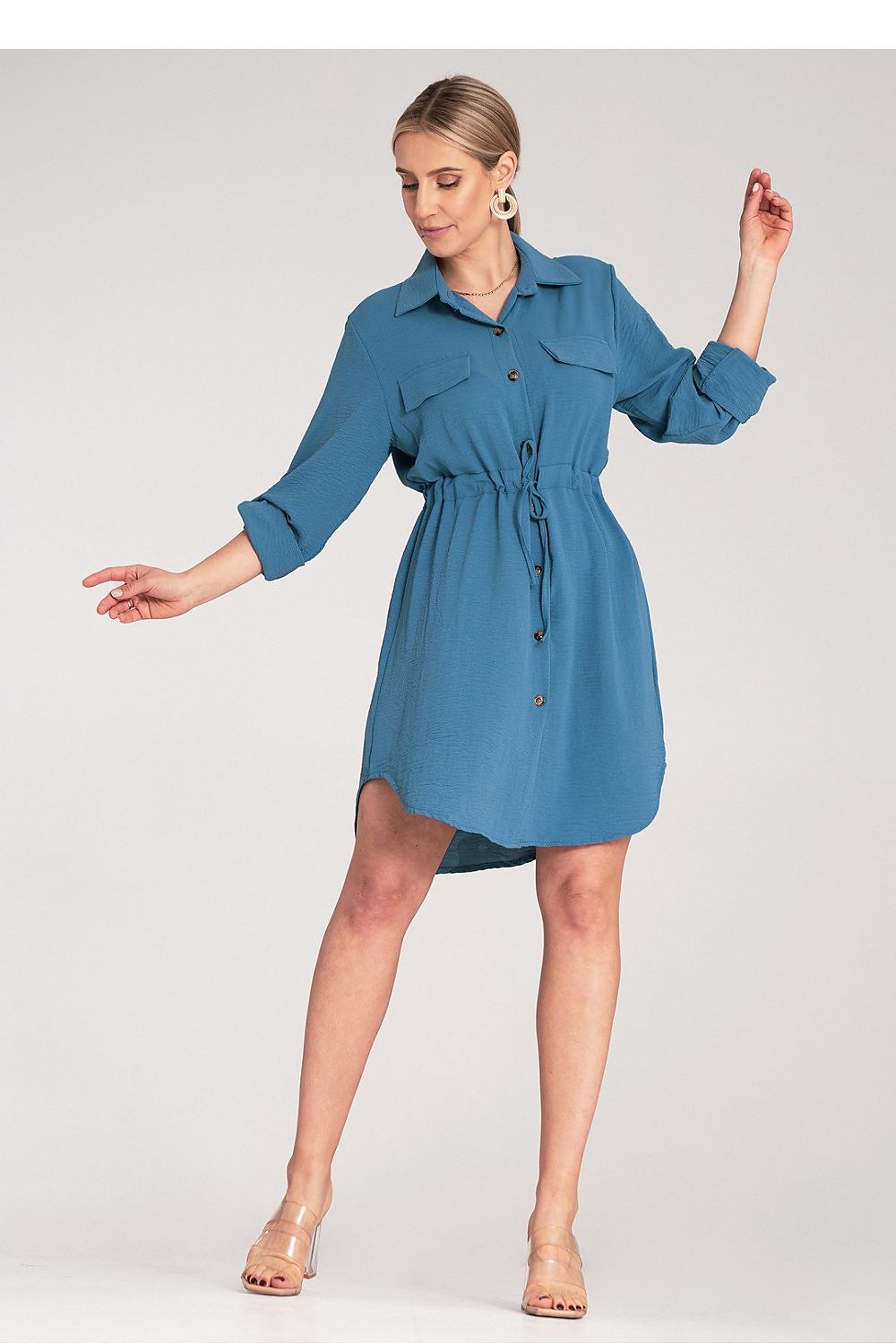 Dagkjole Figl til dame fra MS StyleHaven, laget av polyester, farge Blå, størrelse S/M, med 45720 ermer, perfekt til dress