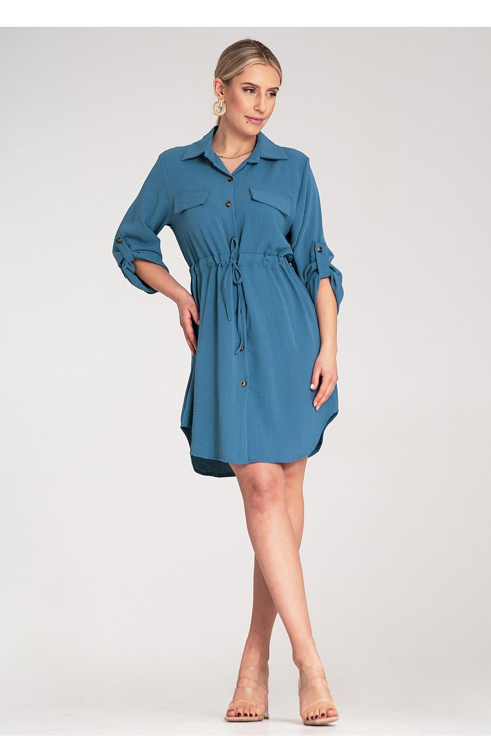 Dagkjole Figl til dame fra MS StyleHaven, laget av polyester, farge Blå, størrelse S/M, med 45720 ermer, perfekt til dress