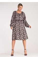 Dagkjole Figl til dame fra MS StyleHaven, laget av Sateng; polyester, farge Svart, størrelse S/M, med long ermer, perfekt til dress