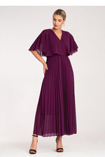Cocktailkjole Figl til dame fra MS StyleHaven, laget av polyester, farge Fiolett, størrelse S/M, med 3-4; short ermer, perfekt til dress