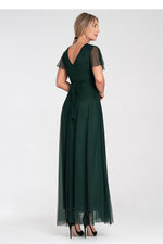 Lang kjole Figl til dame fra MS StyleHaven, laget av polyester; Netting, farge Rosa, størrelse S/M, med short ermer, perfekt til dress