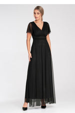 Lang kjole Figl til dame fra MS StyleHaven, laget av polyester; Netting, farge Rosa, størrelse S/M, med short ermer, perfekt til dress