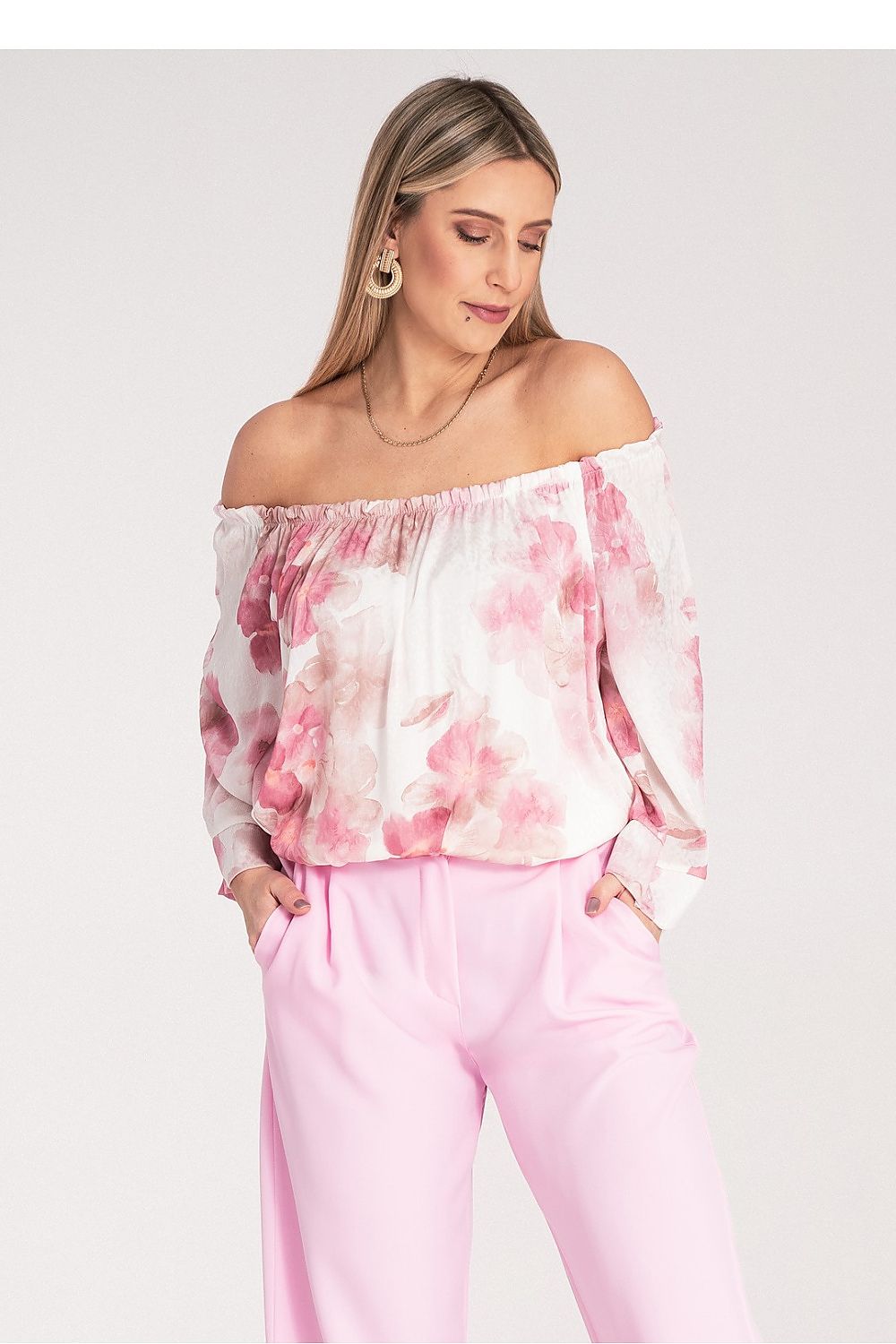 Bluse Figl til dame fra MS StyleHaven, laget av polyester, farge Rosa, størrelse S/M, med 45720 ermer, perfekt til dress
