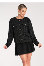 Jakke Figl til dame fra MS StyleHaven, laget av polyester; tweed, farge Svart, størrelse S/M, med long ermer, perfekt til dress