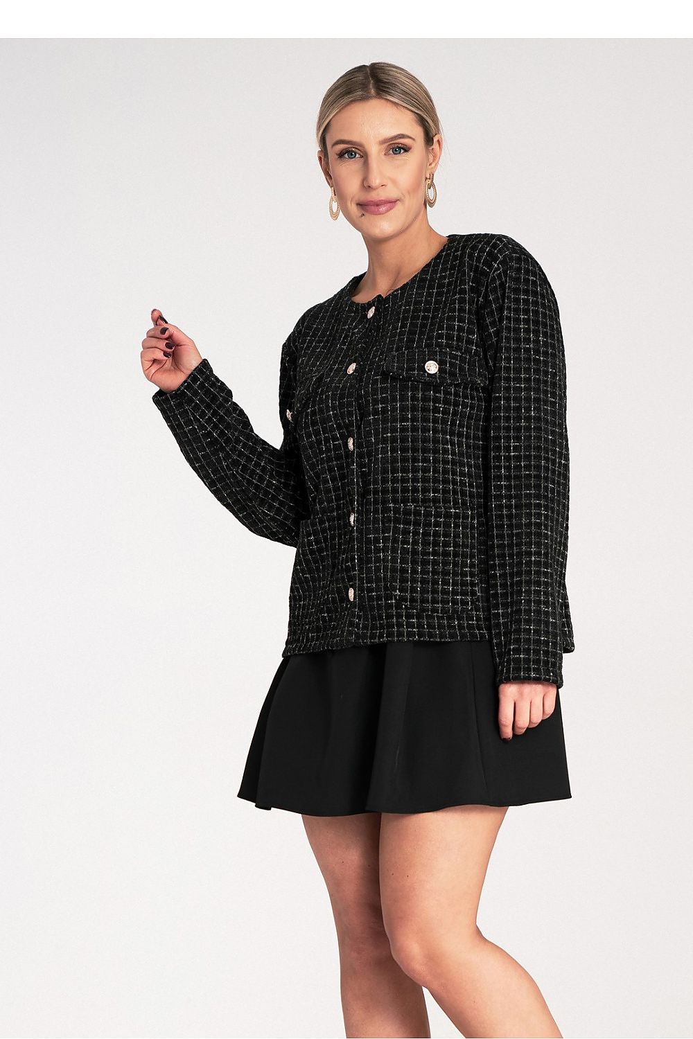 Jakke Figl til dame fra MS StyleHaven, laget av polyester; tweed, farge Svart, størrelse S/M, med long ermer, perfekt til dress