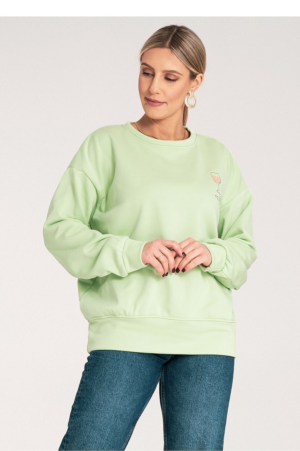Genser Figl til dame fra MS StyleHaven, laget av Bomull; polyester, farge Fiolett, størrelse S/M, med long ermer, perfekt til dress