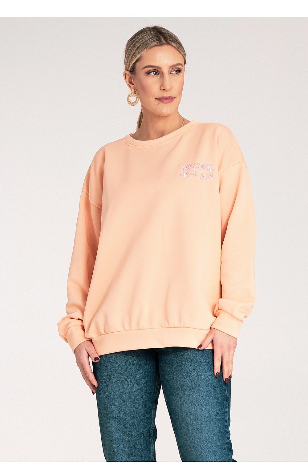 Genser Figl til dame fra MS StyleHaven, laget av Bomull; polyester, farge Oransje, størrelse S/M, med long ermer, perfekt til dress