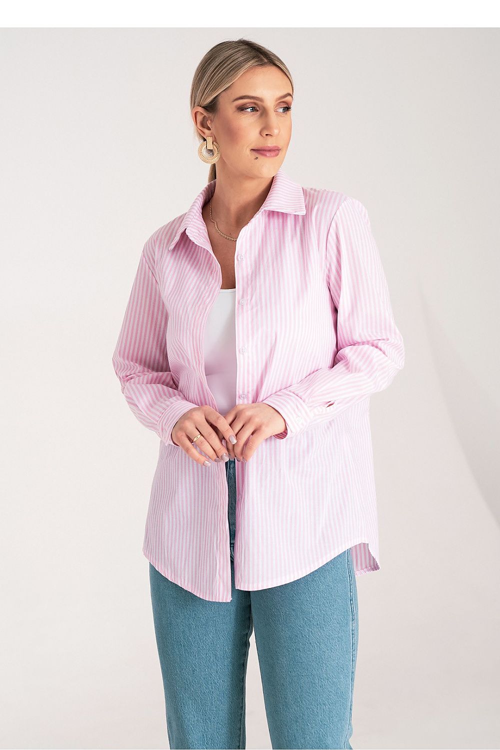 Langermet skjorte Figl til dame fra MS StyleHaven, laget av polyester, farge Rosa, størrelse S/M, med long ermer, perfekt til dress