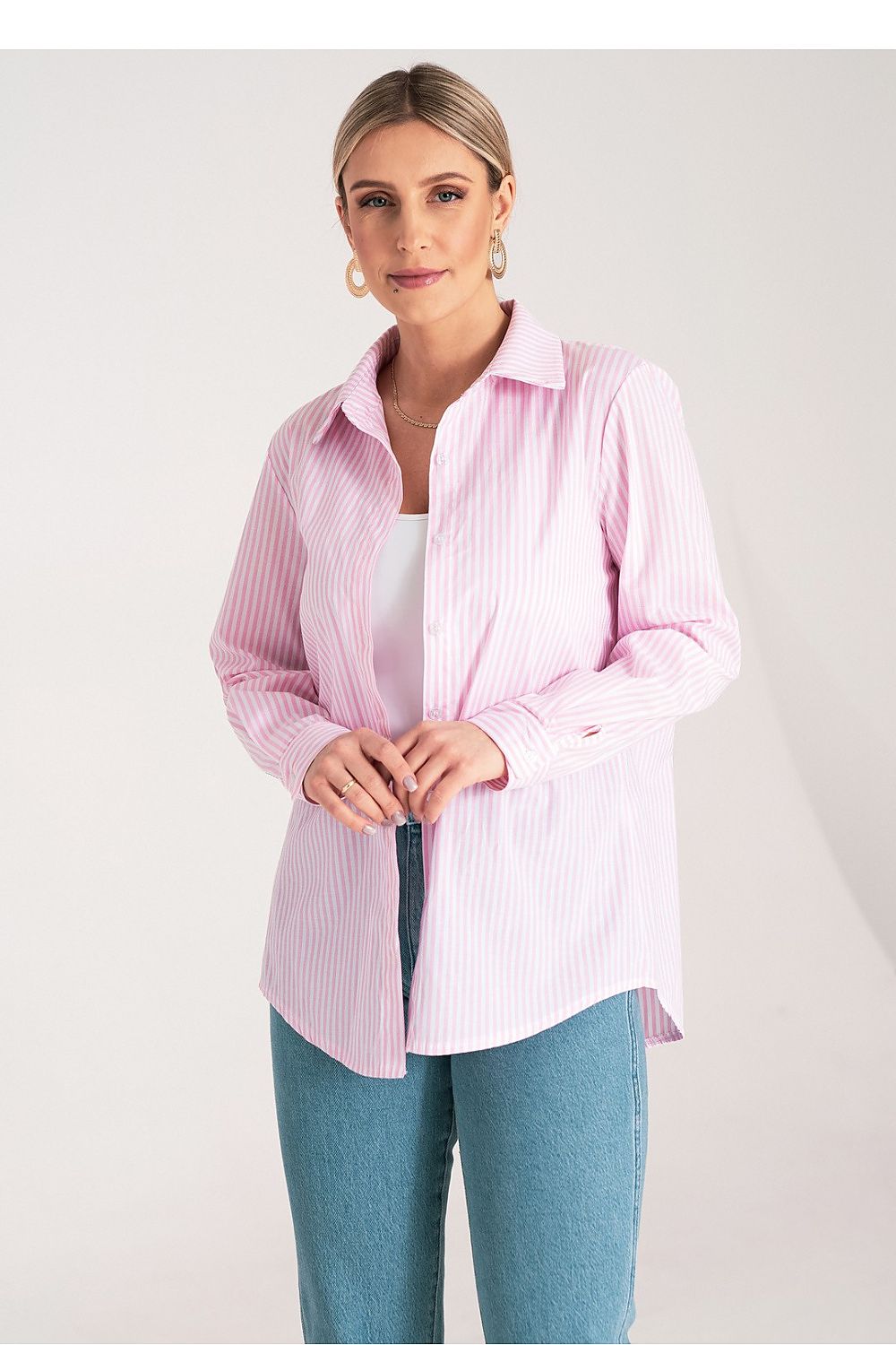 Langermet skjorte Figl til dame fra MS StyleHaven, laget av polyester, farge Rosa, størrelse S/M, med long ermer, perfekt til dress