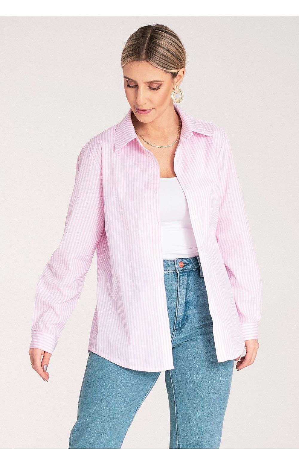 Langermet skjorte Figl til dame fra MS StyleHaven, laget av polyester, farge Rosa, størrelse S/M, med long ermer, perfekt til dress