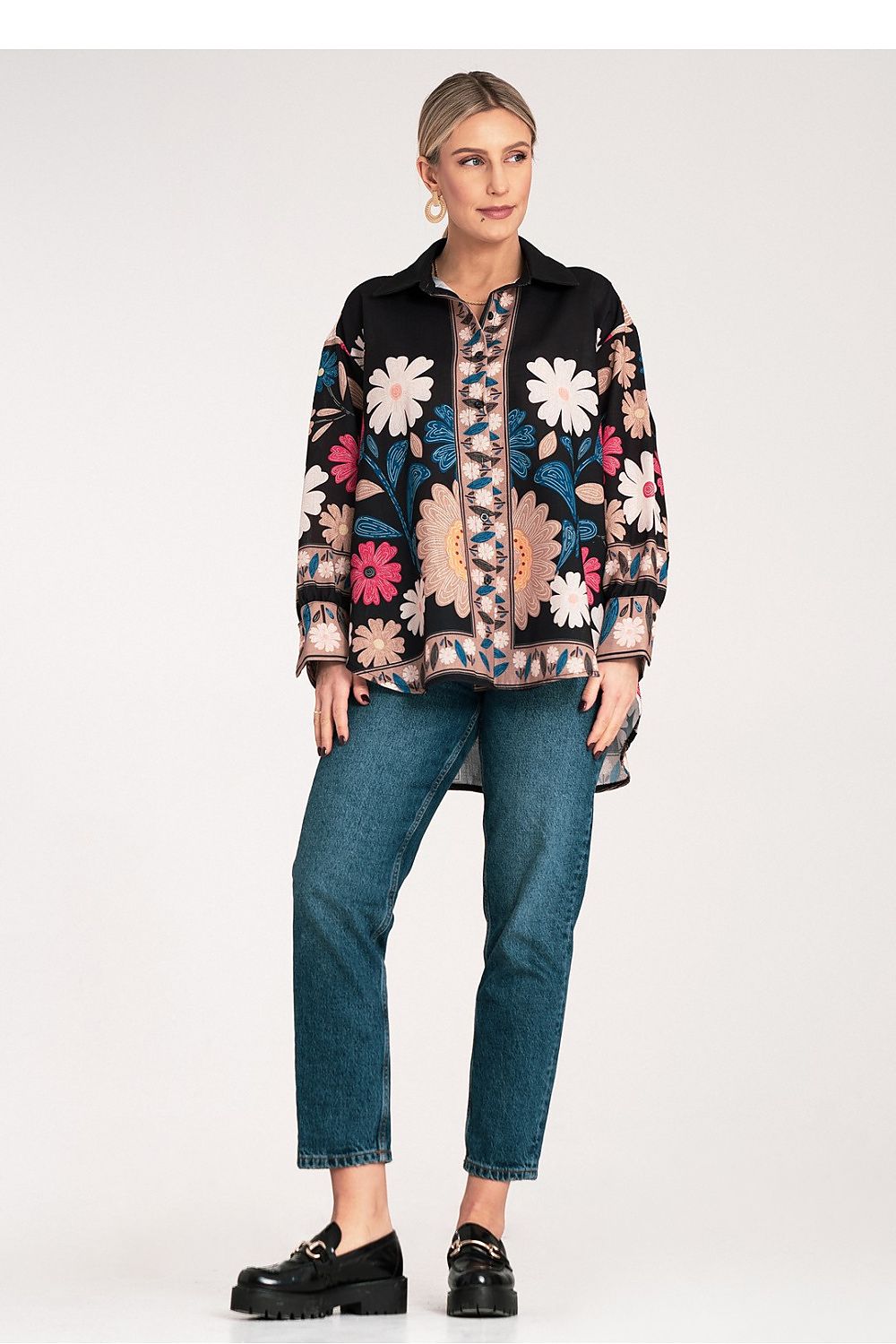 Langermet skjorte Figl til dame fra MS StyleHaven, laget av polyester, farge Svart, størrelse S/M, med long ermer, perfekt til dress