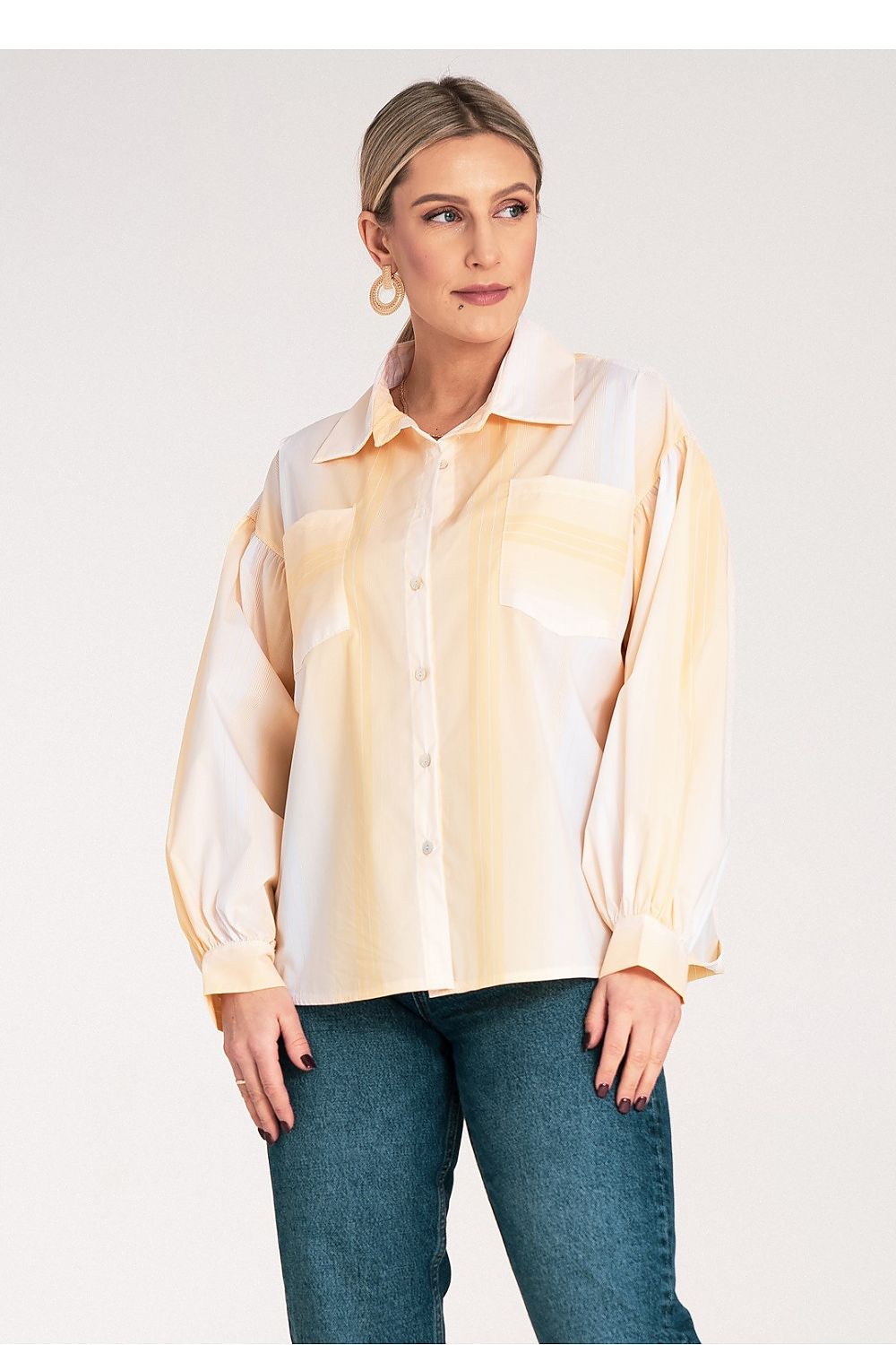 Langermet skjorte Figl til dame fra MS StyleHaven, laget av polyester, farge Gul, størrelse S/M, med long ermer, perfekt til dress