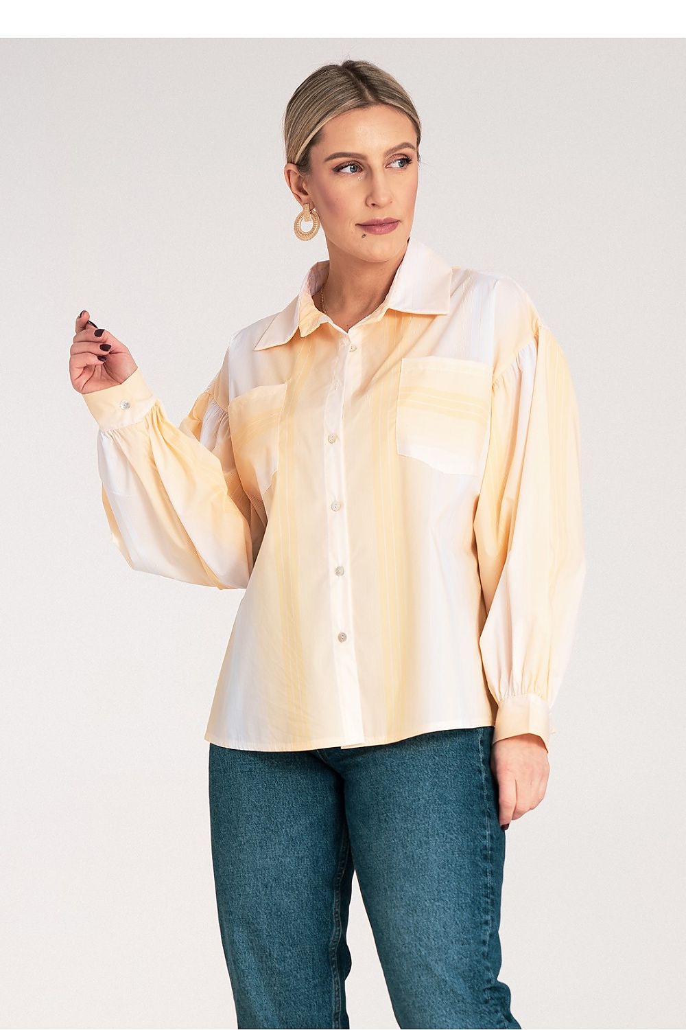 Langermet skjorte Figl til dame fra MS StyleHaven, laget av polyester, farge Gul, størrelse S/M, med long ermer, perfekt til dress