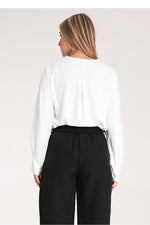 Bluse Figl til dame fra MS StyleHaven, laget av polyester, farge Hvit, størrelse S/M, med long ermer, perfekt til dress