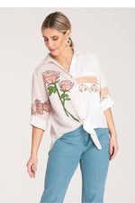 Skjorte Figl til dame fra MS StyleHaven, laget av polyester, farge Blå, størrelse S/M, med sleeveless ermer, perfekt til dress
