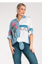 Skjorte Figl til dame fra MS StyleHaven, laget av polyester, farge Blå, størrelse S/M, med sleeveless ermer, perfekt til dress