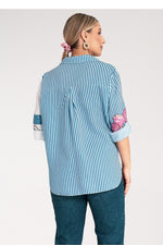 Skjorte Figl til dame fra MS StyleHaven, laget av polyester, farge Blå, størrelse S/M, med sleeveless ermer, perfekt til dress
