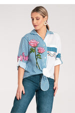 Skjorte Figl til dame fra MS StyleHaven, laget av polyester, farge Blå, størrelse S/M, med sleeveless ermer, perfekt til dress
