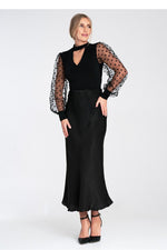 Skjørt Figl til dame fra MS StyleHaven, laget av Viskose; polyester, farge Grå, størrelse S/M, med long ermer, perfekt til dress