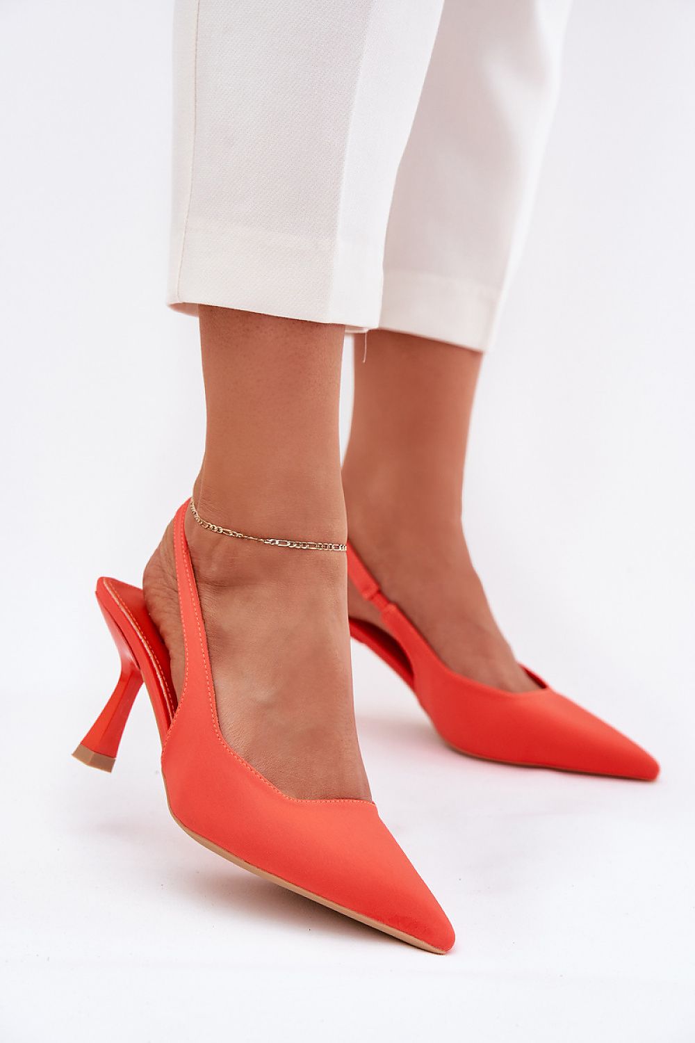 Hælsandaler Step in style til dame fra MS StyleHaven, laget av Bomull, med detaljer i faux-leather; synthetic, farge Oransje, størrelse 36, med short ermer, hælhøyde high, skostørrelse 36; 37; 38; 39; 40; 41, perfekt til dress
