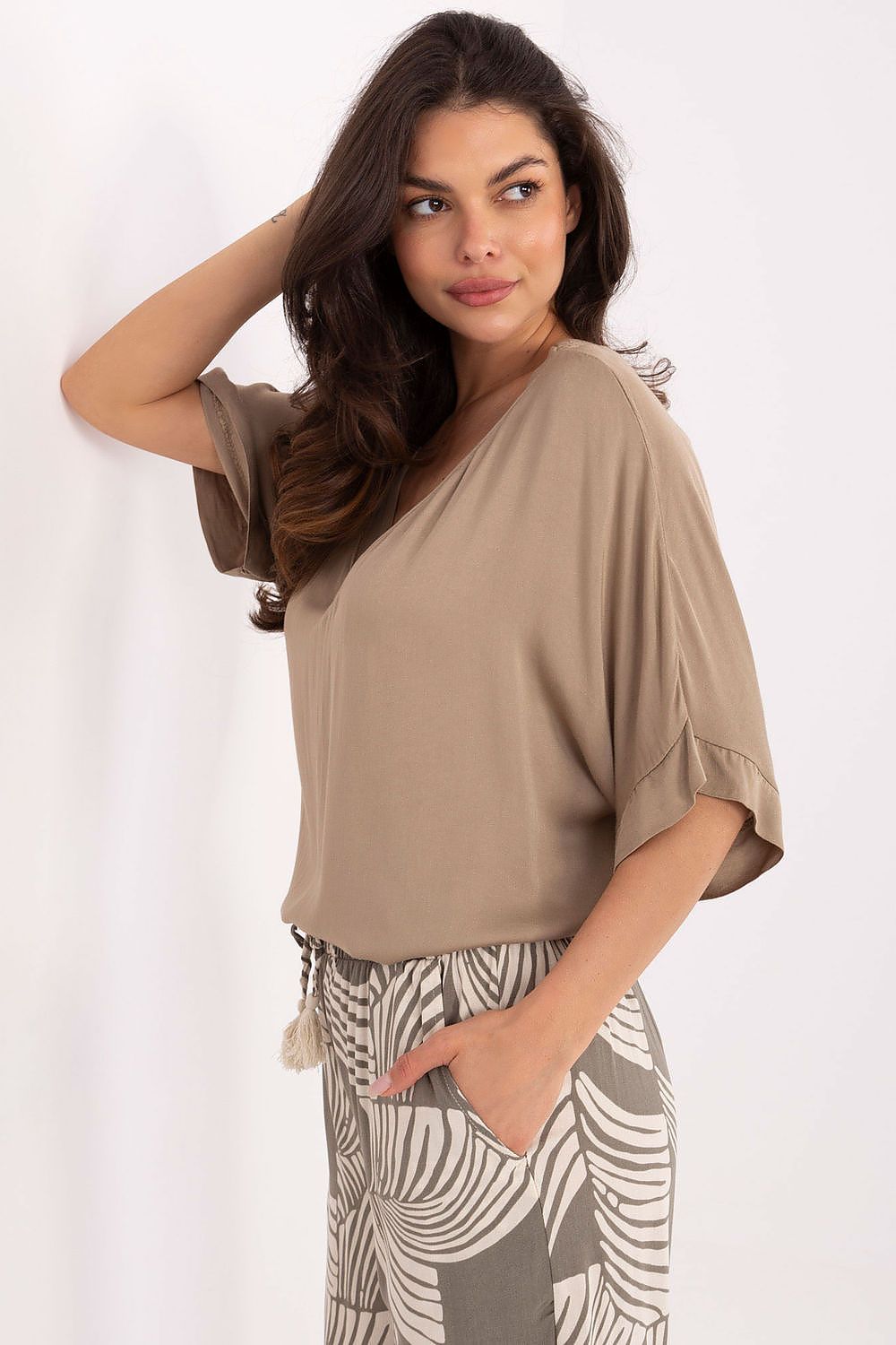Bluse Och Bella til dame fra MS StyleHaven, laget av Viskose, farge Svart, størrelse XL, med short ermer
