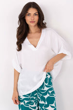 Bluse Och Bella til dame fra MS StyleHaven, laget av Viskose, farge beige, størrelse M, med short ermer