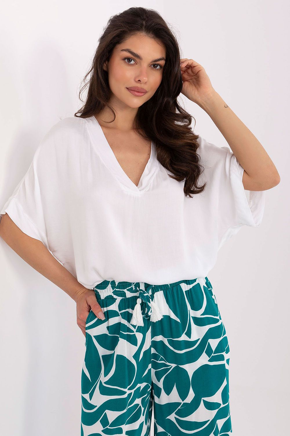 Bluse Och Bella til dame fra MS StyleHaven, laget av Viskose, farge beige, størrelse L, med short ermer