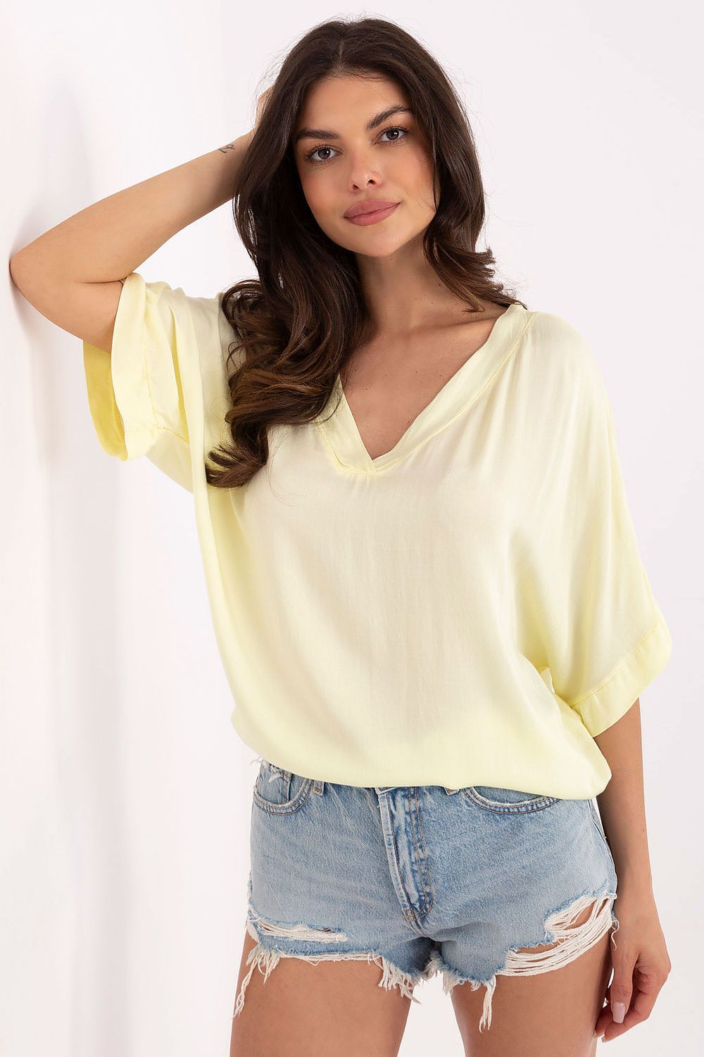 Bluse Och Bella til dame fra MS StyleHaven, laget av Viskose, farge Hvit, størrelse XL, med short ermer