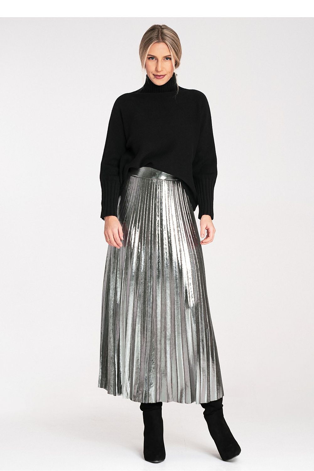 Høyhalset Figl-genser til dame fra MS StyleHaven, i fargen svart, størrelse S/M på ermene