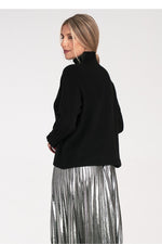 Høyhalset Figl-genser til dame fra MS StyleHaven, i fargen svart, størrelse S/M på ermene