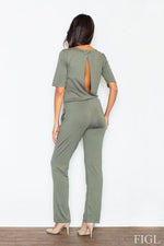 Feminin Elegance Jumpsuit - Figl til dame fra MS StyleHaven, laget av Elastan; Viskose, farge Grå, størrelse XL, med sleeveless; 3-4 ermer, perfekt til casual; dress