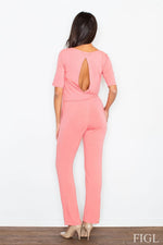 Feminin Elegance Jumpsuit - Figl til dame fra MS StyleHaven, laget av Elastan; Viskose, farge Grønn, størrelse M, med sleeveless; 3-4 ermer, perfekt til casual; dress