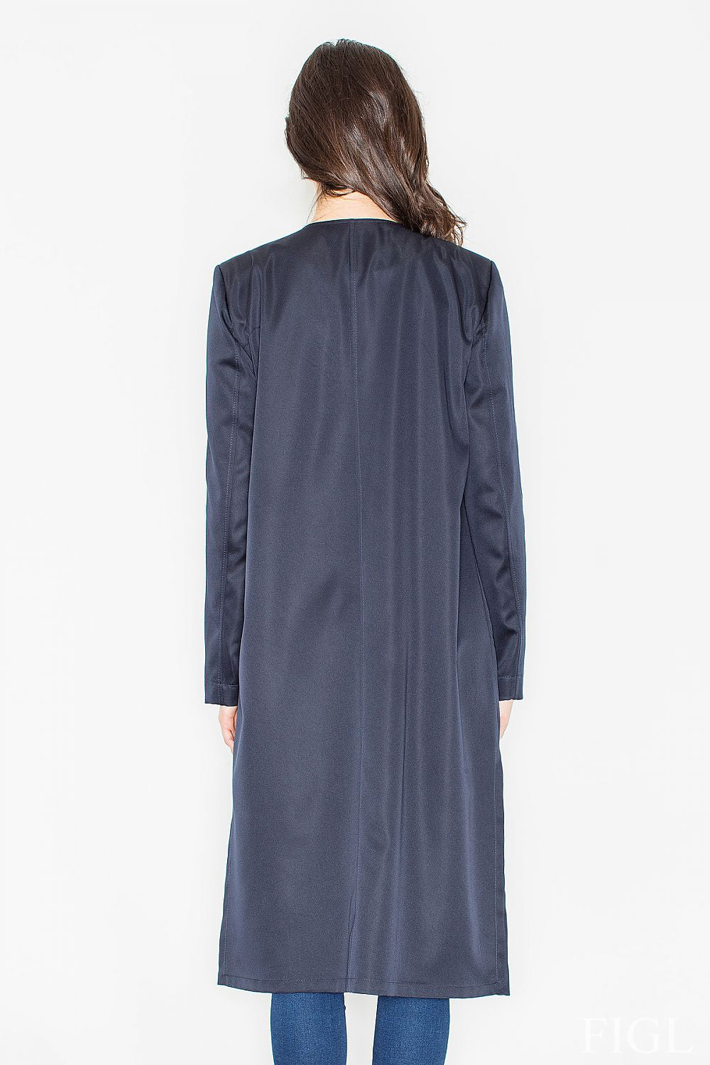 Frakk Figl til dame fra MS StyleHaven, laget av polyester, farge Blå, størrelse M, med long ermer, perfekt til casual; dress
