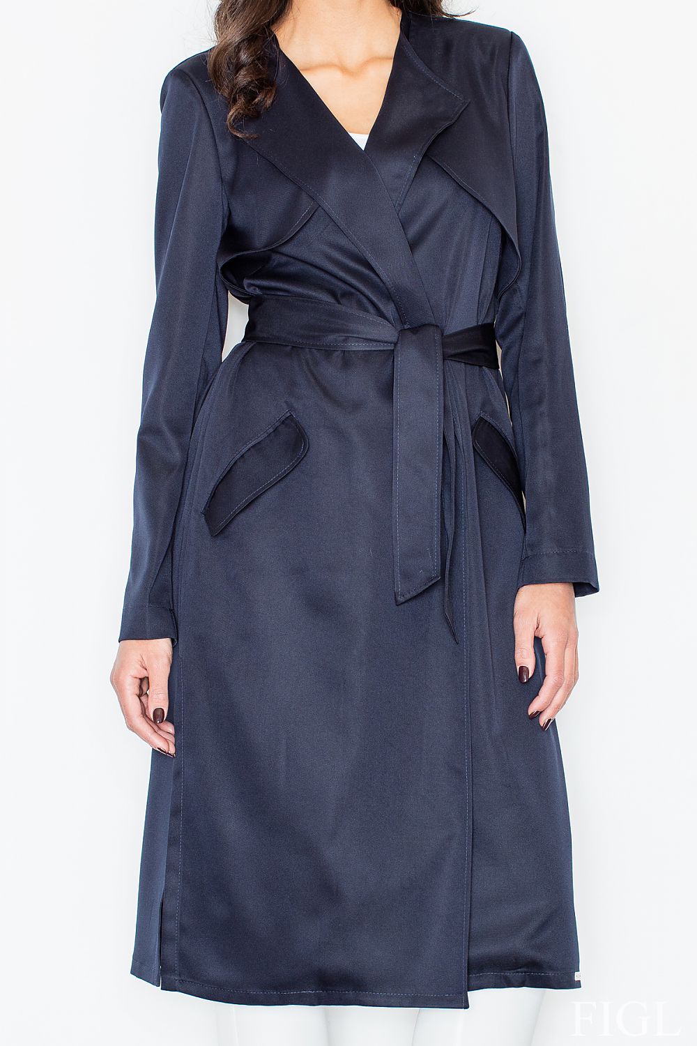 Frakk Figl til dame fra MS StyleHaven, laget av polyester, farge Blå, størrelse L, med long ermer, perfekt til casual; dress