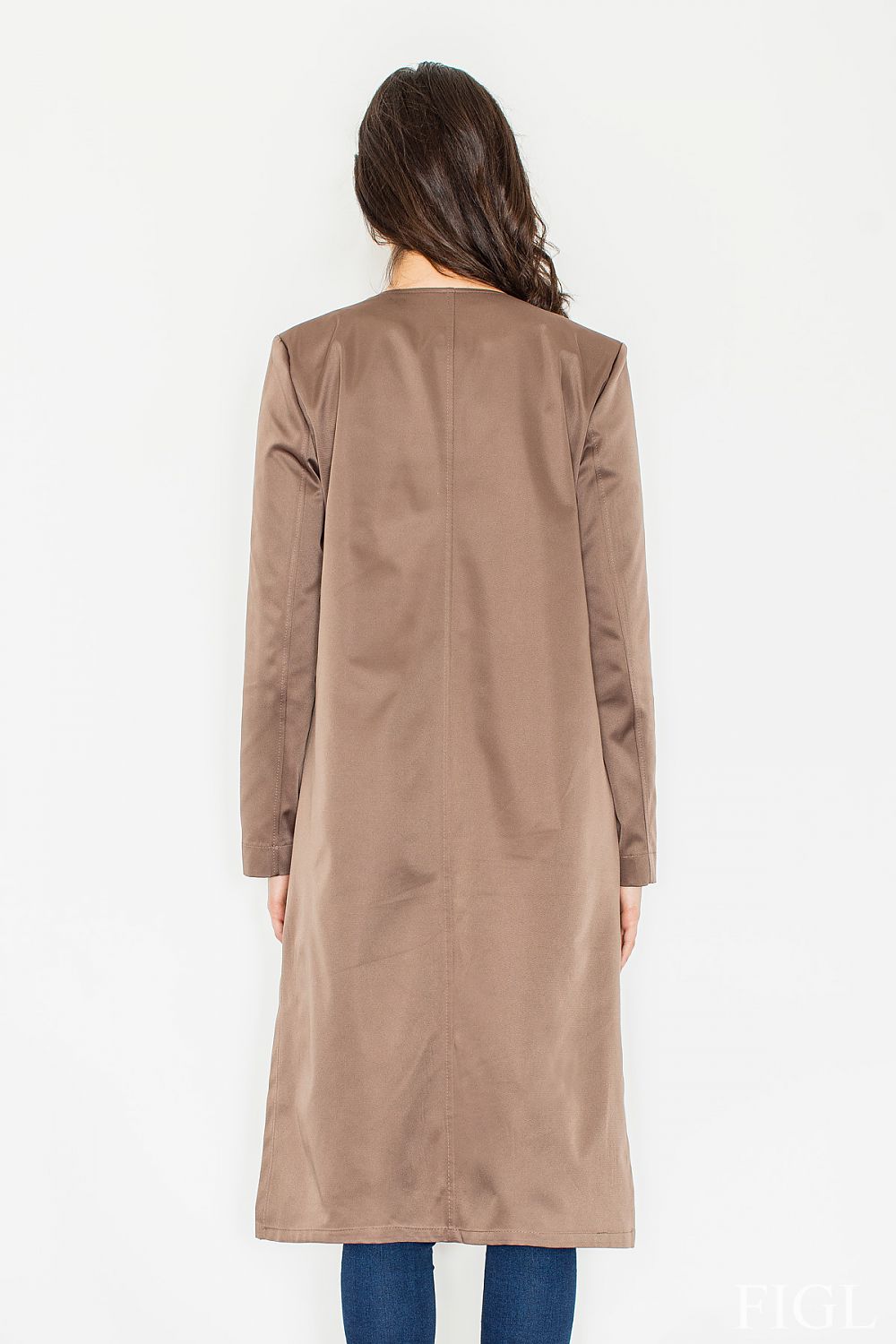 Frakk Figl til dame fra MS StyleHaven, laget av polyester, farge beige, størrelse s, med long ermer, perfekt til casual; dress